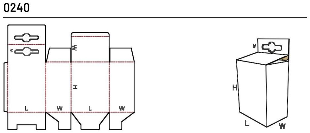 Развёртка и габариты гофрокороба FEFCO 0240