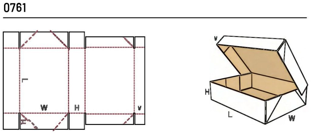 Развёртка и габариты гофрокороба FEFCO 0761