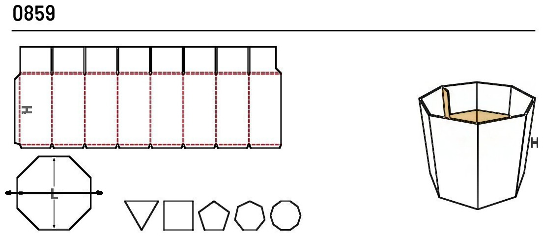 Развёртка и габариты коробки FEFCO 0859